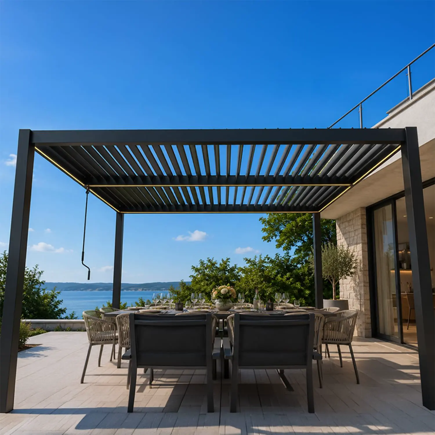 Pergola en acier noir 12 m² vue 5