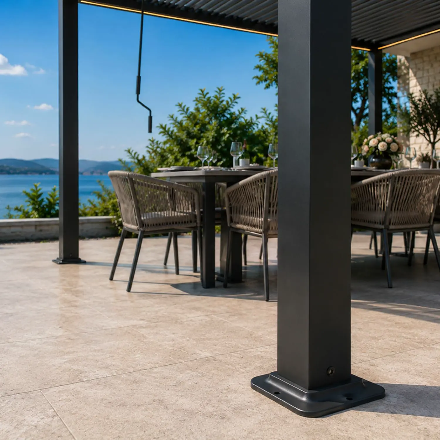 Pergola en acier noir 12 m² vue 6