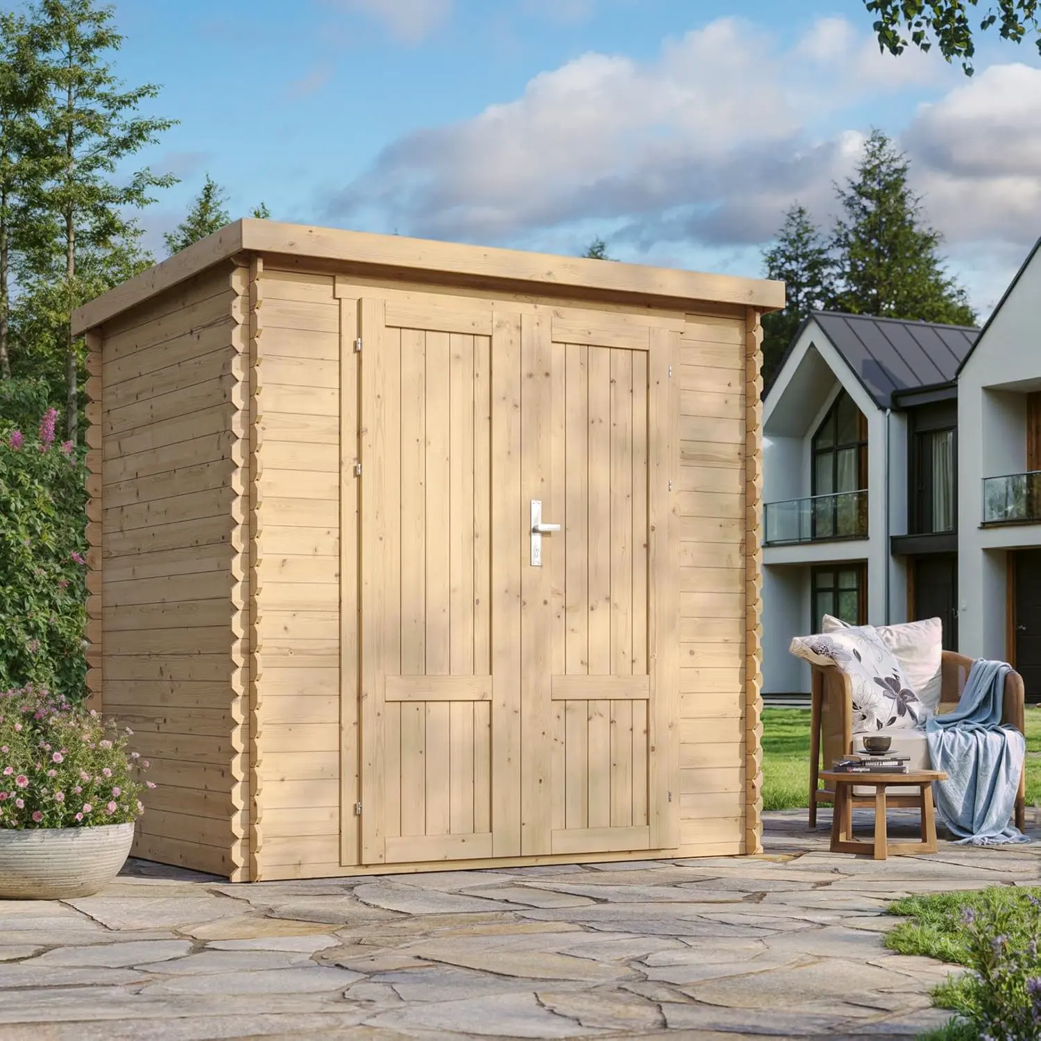Abri de jardin en bois en bois gris 2,22 m² vue 3