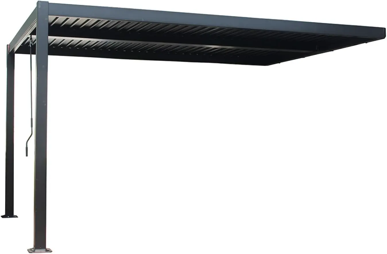 CONCEPT USINE Pergola Bioclimatique Adossée SIFNOS Aluminium Noir 4x3m | Qualité Premium, Design Épuré & Fonctionnel, Mobilier Contemporain, Confort & Durabilité