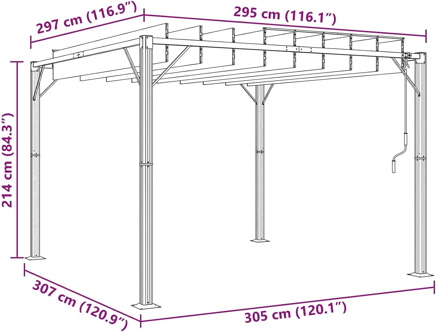 Pergola en aluminium vert 3 x 2,14 m vue 8