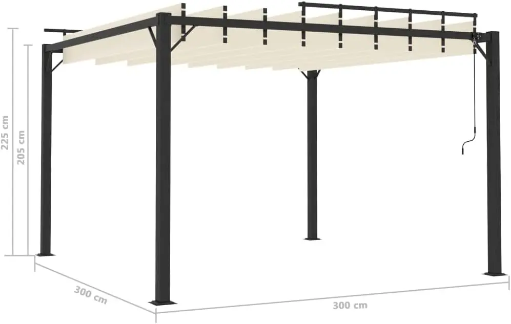 Pergola en aluminium crème 3x3m vue 8