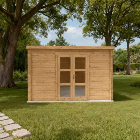 Abri de jardin en bois en bois marron 4x3 m vue 2