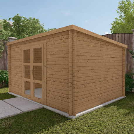 Abri de jardin en bois en bois marron 4x3 m vue 4