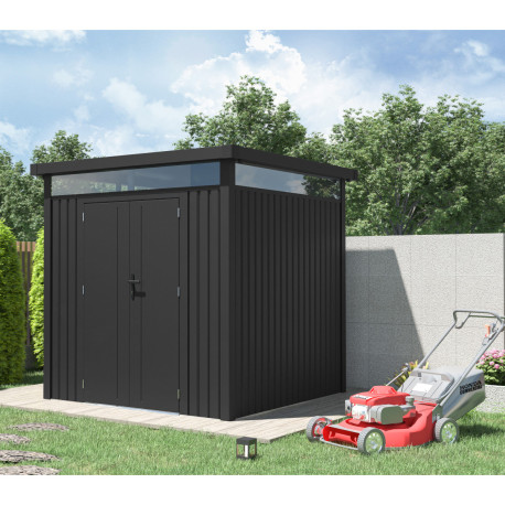 Abri de jardin en métal en métal gris 2,2x2,2 m vue 2