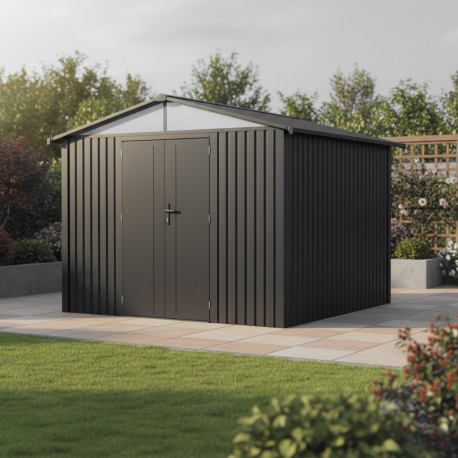 Abri de jardin en métal en métal gris 2,8x2,8 m vue 3