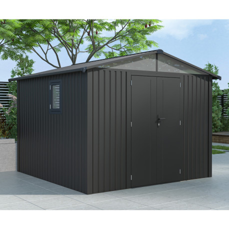 Abri de jardin en métal en métal gris 2,8x2,8 m vue 4