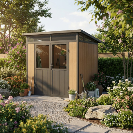 Abri de jardin en bois marron 2,2x2,2 m vue 3