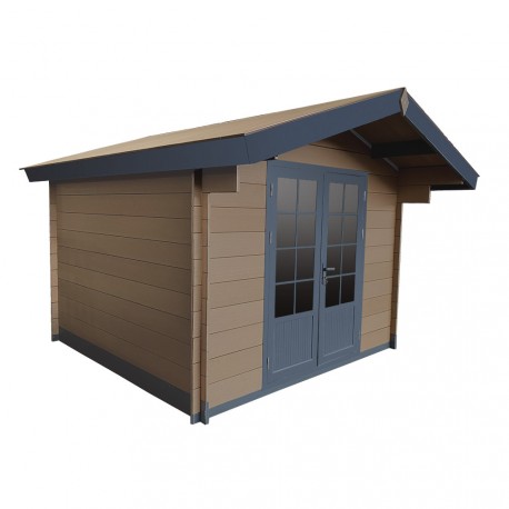 Abri de jardin en bois marron 3x3 m vue 4