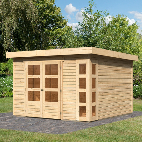 Abri de jardin en bois en bois marron 3x3 m vue 2