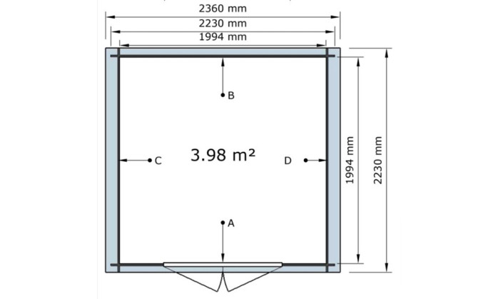 Abri de jardin en bois en bois 2,1x2,1 m vue 5