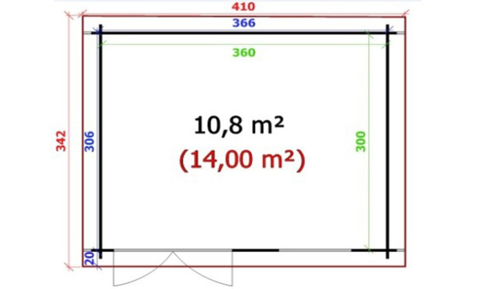 Abri de jardin en bois en bois 3,9x3 m vue 6